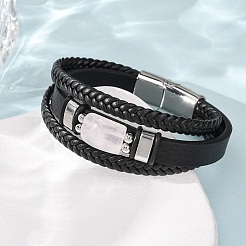 Natural Rose Quartz & Braided Microfiber Leather Multi-strand Bracelets for Women Men&nbsp;GG-CBAEA55-01D