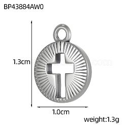 304ステンレススチールチャーム  クロス  ステンレス鋼色  13x10mm&nbsp;STAS-OY007-13P