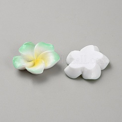 トーンレジン樹脂カボション  花  淡緑色  24.5x24.5x5.5mm&nbsp;RESI-WH20010-01B