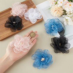鉄製靴バックルクリップ 8色4個  オーガンジーの花で  ミックスカラー  95x85mm  2個/カラー&nbsp;HJEW-ME00034