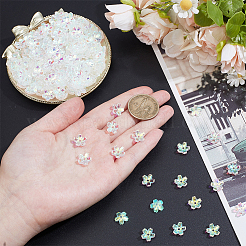 ランプワークビーズキャップ160種類2個  5  - 花びらの花  クリアAB  10~10.5x11x3.5~4.5mm  穴：1.2~1.4mm  80個/スタイル&nbsp;FIND-NB0007-25