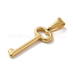 PVD真空メッキ304ステンレスペンダント  キーチャーム  ゴールドカラー  26x10x2mm  穴：3x7mm&nbsp;STAS-B053-20G