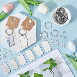 DIY Rectangle & Cross Blank 201 Stainless Steel Keychain Making Kits&nbsp;DIY-SP0002-27A