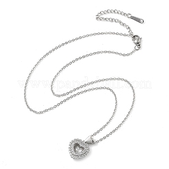 Heart 304 Stainless Steel Micro Pave Cubic Zirconia Pendant Necklaces for Women&nbsp;LS-NJEW-D288-05P