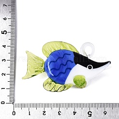 手作りランプワークビッグサイズペンダントトップ  魚のチャーム  ミックスカラー  32~38x50~60x18~23mm  穴：4~5.5mm&nbsp;LAMP-N034-22