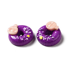 不透明樹脂模造食品デコデンカボション  ドーナツ  パープル  19~20x8~10.5mm&nbsp;CRES-M014-01I