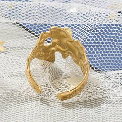 ユニセックスの不規則な304ステンレススチールオープンカフリング  18KGP本金メッキ  20.5mm  調整可能&nbsp;RJEW-Q003-01G
