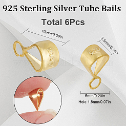 スターリングシルバーチューブベイル6個925個  ループベイル  三角形  ゴールドカラー  10x5x3.5mm  穴：1.8mmと5.5x4mm&nbsp;STER-SC0001-19G