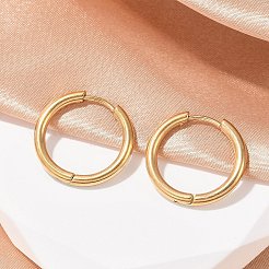 202 ステンレススチール ハギーフープピアス  低刺激性のイヤリング  316サージカルステンレスピン付き  イオンプレーティング（ip）  ゴールドカラー  20x2.50mm&nbsp;X-EJEW-F111A-20mm-G01