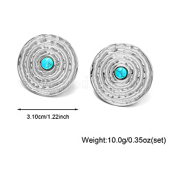 304 Stainless Steel & Synthetic Turquoise Stud Earrings for Women&nbsp;WG6A352-01