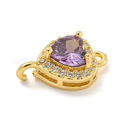 Brass Pave Cubic Zirconia Connector Charms&nbsp;KK-Z072-06G-07