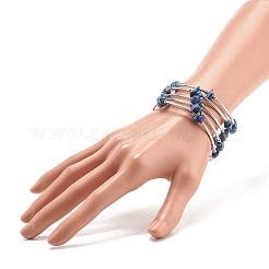 5-Loop Natural Lapis Lazuli Chip Beaded Wrap Bracelets for Women&nbsp;BJEW-JB01517-10