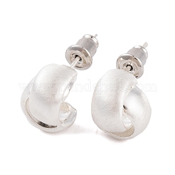 女性用クロスドローベンチ真鍮ハーフフープスタッドピアス  銀  13x10mm&nbsp;EJEW-G391-11S