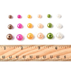 750個 18色スプレー塗装ABSプラスチック模造パールビーズ  ラウンド  ミックスカラー  6~10x5.5~9.5mm  穴：1.8~2.3mm&nbsp;OACR-FS0002-37