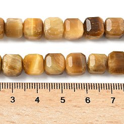 天然ゴールドタイガーアイビーズ連売り  ファセットテーブルカットキューブ  8.5~9.8x8.5~9.8x8.5~9.8mm  穴：0.8~1.2mm  約45~46個/連  14.96~15.47インチ（38~39.3cm）&nbsp;G-C267-A11