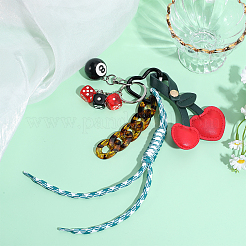Cherry PU Leather & Polyester Pendant Decorations&nbsp;HJEW-WH0068-83