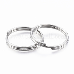 変色しにくい304ステンレススチール製キーチェーン留め具  スプリットキーリング  ステンレス鋼色  25x3mm  ワイヤーゲージ: 1.5mm&nbsp;J0RBB011