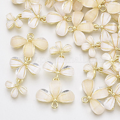 アクリルパーツ  ライトゴールドメッキ合金パーツ  花  パパイヤホイップ  40x22x4mm  穴：2mm&nbsp;PALLOY-S132-055