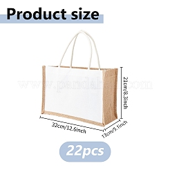 リネン生地のトートバッグ  持ち手付きショッピングバッグ  長方形  ホワイトスモーク  21x32x13cm&nbsp;ABAG-WH0045-102
