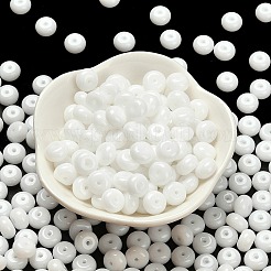 不透明色のガラスシードビーズ  ドーナツ  ホワイト  8x5mm  穴：1.5mm  約1000個/ポンド&nbsp;SEED-C001-03B-01
