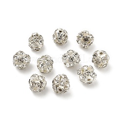 7mmの真鍮クリスタルラインストーンビーズ  ラウンド  ジュエリープロジェクト向け  銀  7x7.5mm  穴：1mm&nbsp;KK-S519-01B-S