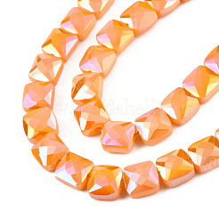 Electroplate Opaque Solid Color Glass Beads Strands&nbsp;EGLA-N002-42-04