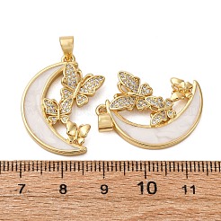 Brass Micro Pave Cubic Zirconia Pendants&nbsp;KK-D390-12G
