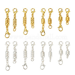 32 セット 16 スタイル真鍮マグネットクラスプ  カニカン付き  コラム  ゴールデン＆シルバー  25~42x5.5~6mm  2セット/スタイル&nbsp;KK-KS0001-28