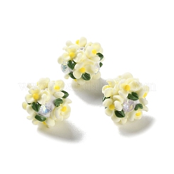 光るポリマー粘土のラインストーンの花のボールビーズ  アクリルの花と  ビーズペンやジュエリーキーホルダー作りに  レモンシフォン  20~23mm  穴：2~3mm&nbsp;CLAY-U002-01B