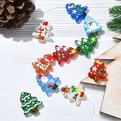 クリスマステーマの手作りランプワークビーズ10個10色  クリスマスツリー  ミックスカラー  25~26.5x18.5~22.5x6.5~7.5mm  穴：1.2~1.8mm  1pc /カラー&nbsp;LAMP-CJ0002-52