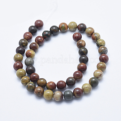Natural Polychrome Jasper/Picasso Stone/Picasso Jasper Beads Strands&nbsp;G-E444-43-8mm