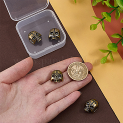 真鍮製ヨーロピアンビーズ4個  大穴ビーズ  クロスとスカル  アンティークブロンズ  18x16x10.5mm  穴：4.5mm&nbsp;KK-OC0001-79AB