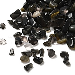 天然なオブシディアンのビーズ  穴なし/ドリルなし  チップ  1~13x1~9x0.5~6mm  約24000個/キログラム&nbsp;G-D472-03
