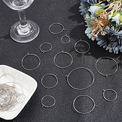 48Pcs 6 Sizes 316L Surgical Stainless Steel Hoop Earring Findings&nbsp;STAS-LP0001-06