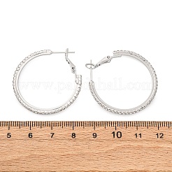 真鍮製マイクロパヴェキュービックジルコニアスタッドピアス  鉛フリー＆カドミウムフリー  長持ちメッキ  ラックめっき  プラチナ  34x2x33mm&nbsp;EJEW-R025-32P