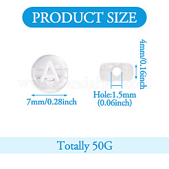 50gの透明スプレー塗装アクリルビーズ  水平穴  白い文字でフラットラウンド  透明  7x4mm  穴：1.5mm&nbsp;TACR-TA0001-21
