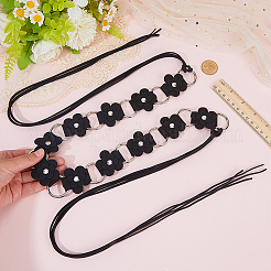 1Pc Imitation Leather Flower Brass Ring Link Chain Waist Belly Chains Belts for Women&nbsp;AJEW-CL0001-49B