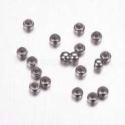 変色しにくい316サージカルステンレススチール製クリンプビーズ  ロンデル  ステンレス鋼色  2x1.5mm  穴：1mm&nbsp;X-STAS-F117-03P