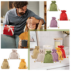 24Pcs 6 Colors Flower Printed Cloth Drawstring Bags&nbsp;ABAG-CA0001-22B