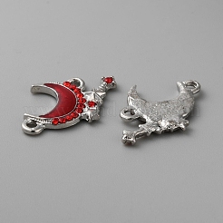 合金エナメルチャーム  ラインストーン付き  ムーン  23.5x17x2mm  穴：1.8mm&nbsp;FIND-TAC0001-80C