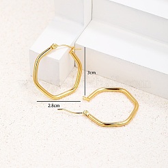 201ステンレスフープピアス  六角  女性のための  18KGP本金メッキ  30x28mm&nbsp;WW8824