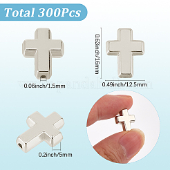 300個のccbプラスチックビーズ  クロス  プラチナ  16x12.5x5mm  穴：1.5mm&nbsp;FIND-SP0003-31P