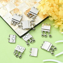 亜鉛合金ボックスマグネットクラスプコンバーター  マルチ連クラスプ  ネックレスレイヤリングクラスプ  カドミウムフリー＆鉛フリー  長方形  プラチナ  34x18x4mm&nbsp;PALLOY-C159-02P