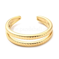 304ステンレススチールテクスチャーオープンカフリング女性用  14KGP本金メッキ  内径：18mm&nbsp;RJEW-C016-18G