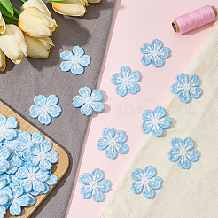 ポリエステルアップリケ50個  フェルトパッチを縫い付ける  コスチュームオーナメントアクセサリー  花  ライトスカイブルー  40x40x2.5mm&nbsp;PATC-CY0001-60