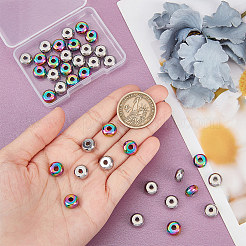 40個 2スタイル 201 & 304 ステンレススチールビーズセット  ディスク/ロンデル  ミックスカラー  9.5~10x5mm  穴：3mm  20個/スタイル&nbsp;STAS-UN0051-97
