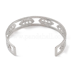 Non-Tarnish Hollow Wide Version Open Cuff Bangles&nbsp;BJEW-U006-03P-01