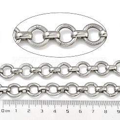 304ステンレススチールフラットラウンドリンクチェーン  溶接されていない  スプールで  ステンレス鋼色  10x3.5x6mm&nbsp;CHS-Z008-02P