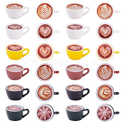 24個 6色 樹脂製コーヒーカップ模型飾り  ミニチュア風景ドールハウスの装飾  ミックスカラー  26x20x12mm  4個/カラー&nbsp;AJEW-TA0002-82