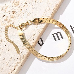 304ステンレススチール製スネークチェーンブレスレット（女性用）  ゴールドカラー  7-1/8インチ（18.1cm）&nbsp;BJEW-R009-01G